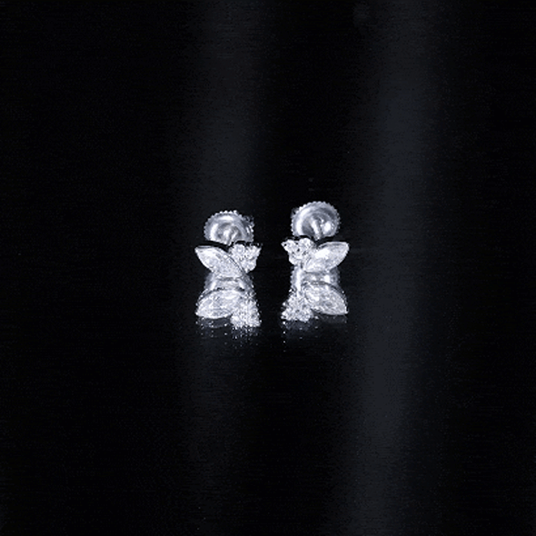 Bezel Set Lab Marquise Diamond Stud Earrings Lab - ( EF-VS ) - Rosec Jewels