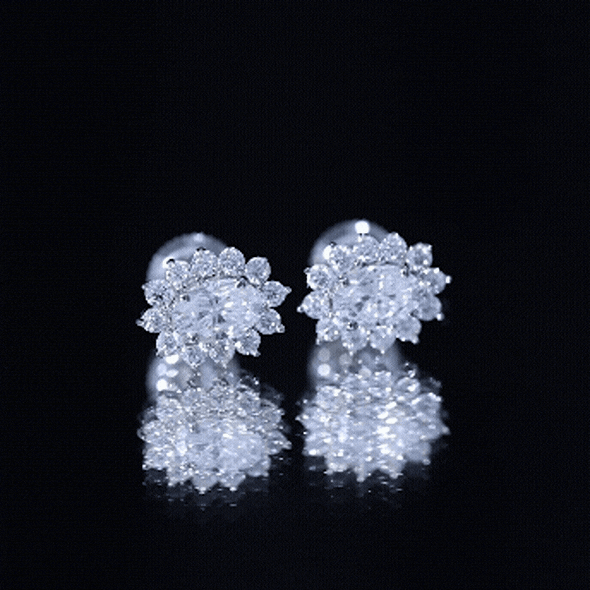 Certified Oval Shaped Lab Grown Diamond Halo Stud Earrings Lab - ( EF-VS ) - Rosec Jewels