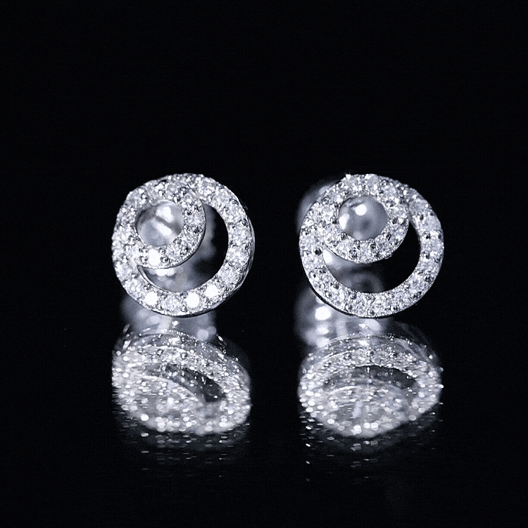 Lab Grown Diamond Double Circle Stud Earrings Lab - ( EF-VS ) - Rosec Jewels