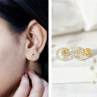 Lab Grown Diamond Double Circle Stud Earrings Lab - ( EF-VS ) - Rosec Jewels