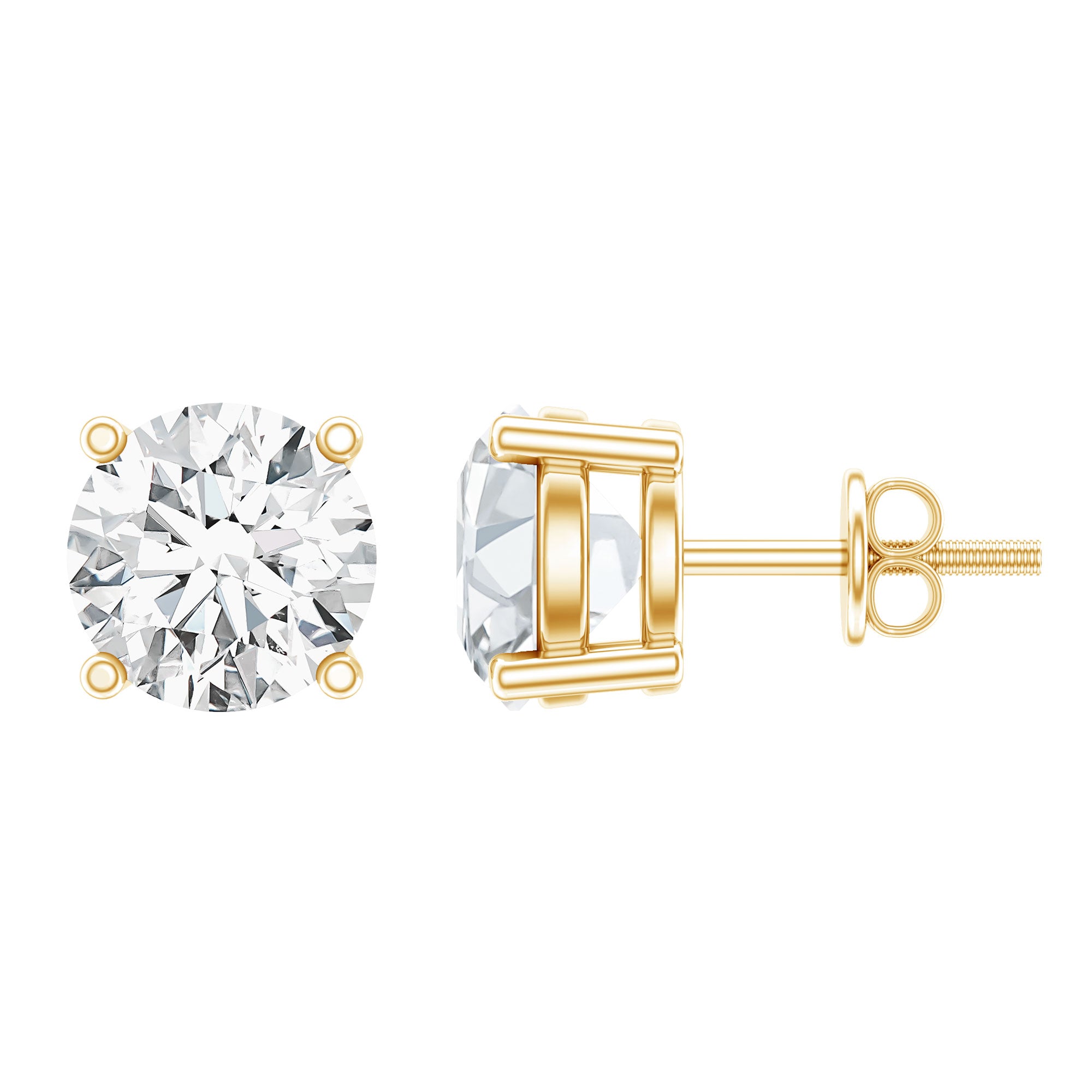 IGI Certified 2 Carat Round Lab Grown Diamond Stud Earrings with Screw Backs Lab - ( E-VS1 ) - Rosec Jewels