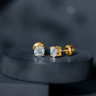 IGI Certified 2 Carat Round Lab Grown Diamond Stud Earrings with Screw Backs Lab - ( E-VS1 ) - Rosec Jewels