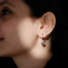 Real Tanzanite Sunburst Hoop Drop Earrings AAA - Rosec Jewels
