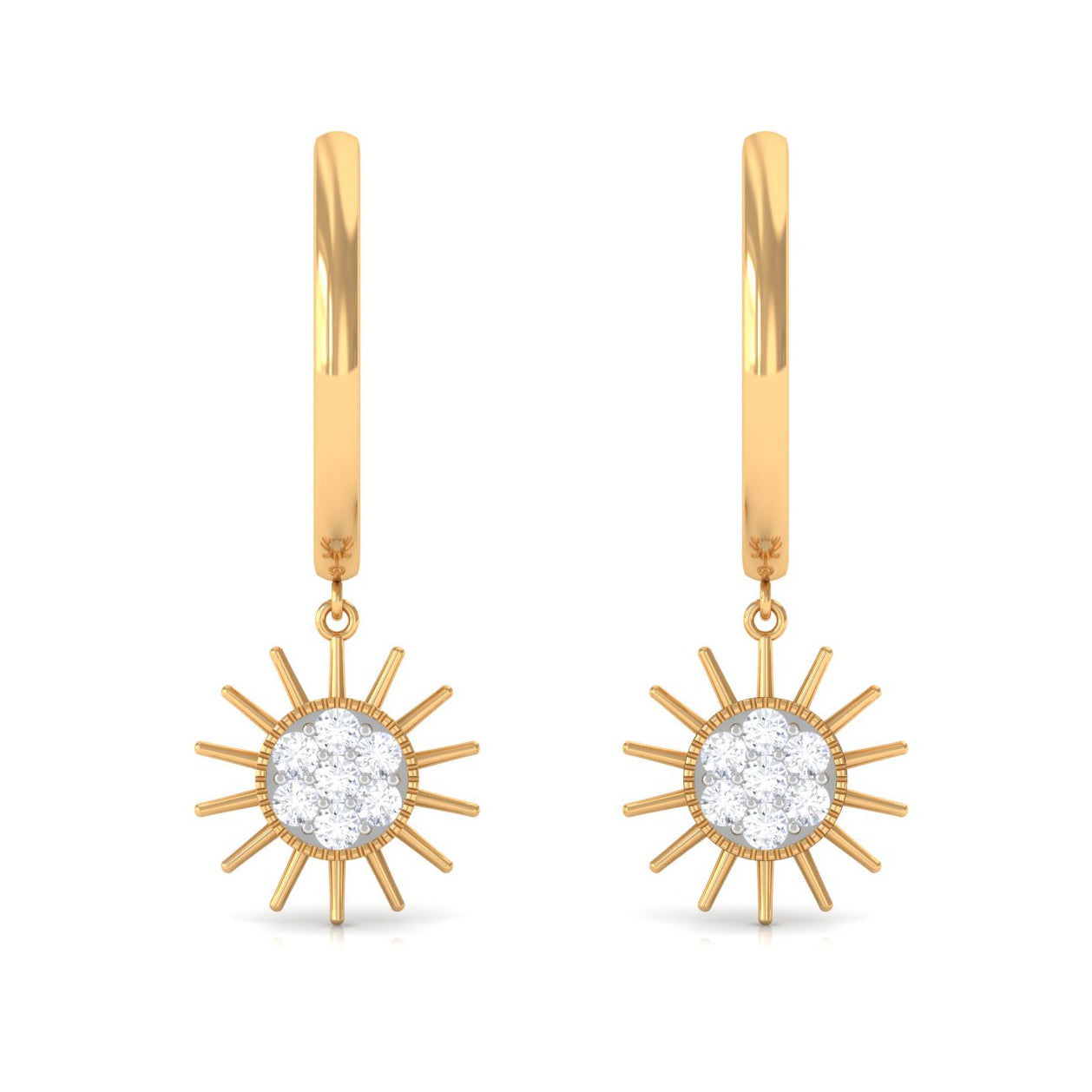 Rosec Jewels-1/2 CT Sunburst Dangle Earrings with Diamond Cluster