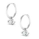 Rosec Jewels-1/4 CT Diamond Evil Eye Drop Hoop Earrings