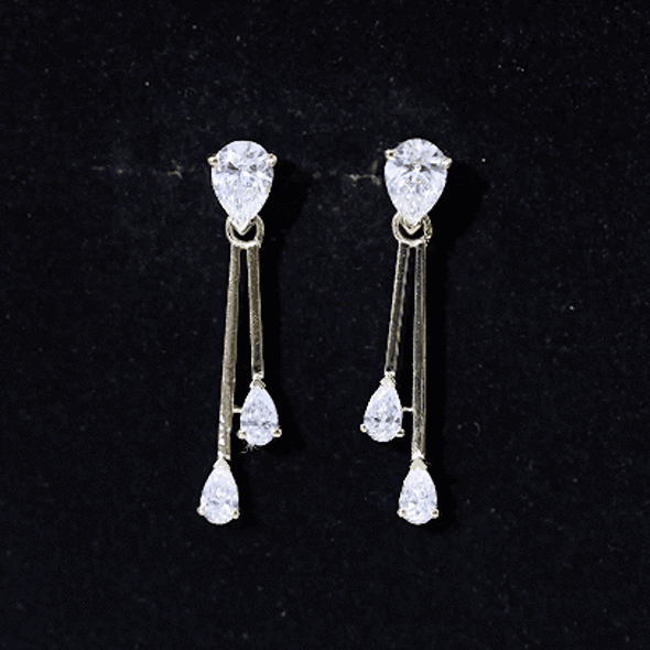 Certified Lab Grown Diamond Teardrop Dangle Earrings Lab - ( EF-VS ) - Rosec Jewels