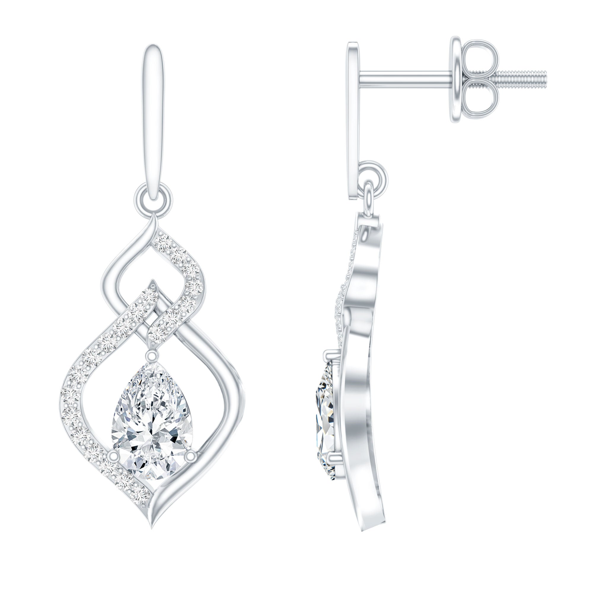 Certified Lab 4X6 MM Pear Shaped Diamond Drop Bridal Earrings Lab - ( EF-VS ) - Rosec Jewels