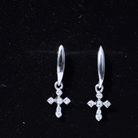 Lab Grown Diamond Cross Drop Earrings With Screw Back Lab - ( EF-VS ) - Rosec Jewels