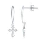 Lab Grown Diamond Cross Drop Earrings With Screw Back Lab - ( EF-VS ) - Rosec Jewels