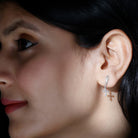 Lab Grown Diamond Cross Drop Earrings With Screw Back Lab - ( EF-VS ) - Rosec Jewels