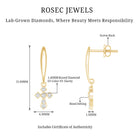 Lab Grown Diamond Cross Drop Earrings With Screw Back Lab - ( EF-VS ) - Rosec Jewels