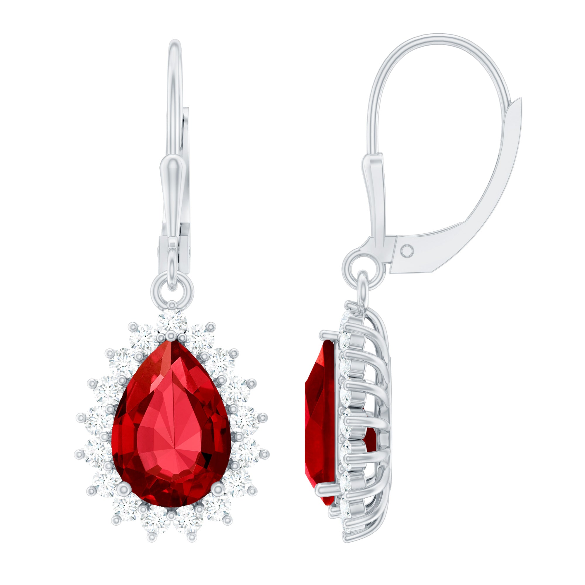 Silver Lab Created Ruby Dangle Earrings For Women