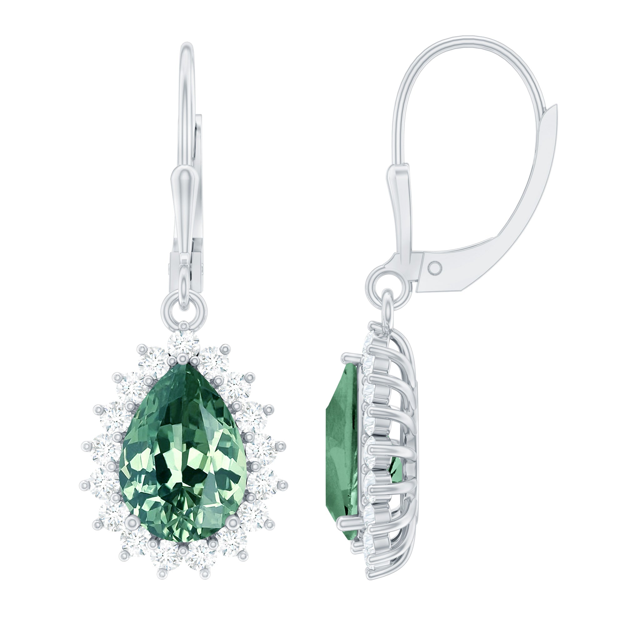 Lab Grown Green Sapphire Wedding Earrings for Bride