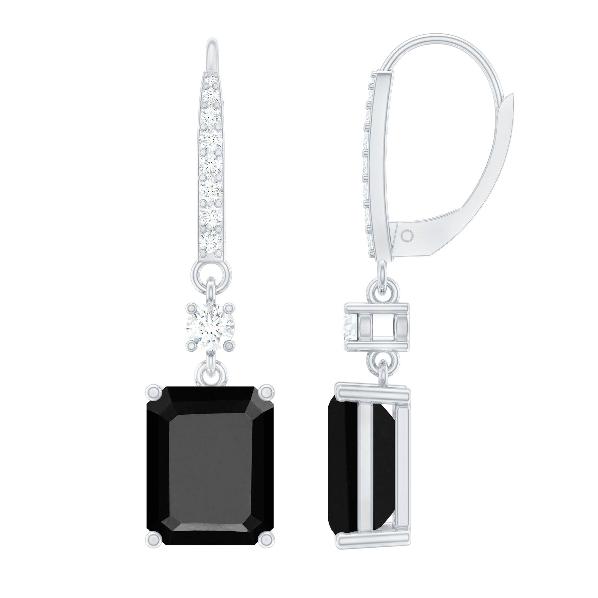 8X10 MM Lab Grown Black Diamond Dangling Earrings