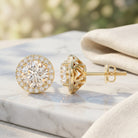 IGI Certified Round Lab Grown Diamond Bridal Stud Earrings Lab - ( E-VS1 ) - Rosec Jewels