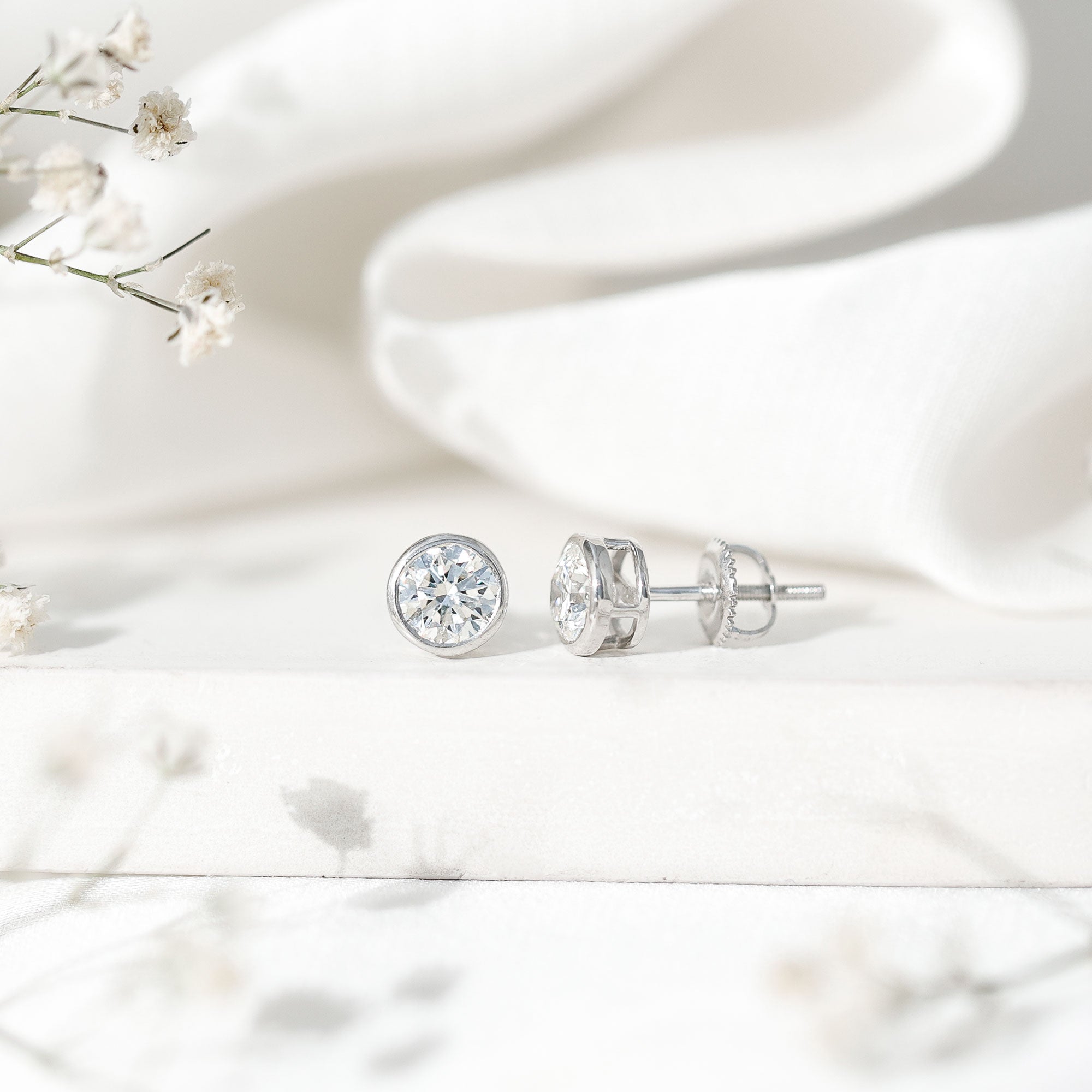 IGI Certified 2 CT Lab Grown Diamond Solitaire Stud Earrings Lab - ( E-VS1 ) - Rosec Jewels