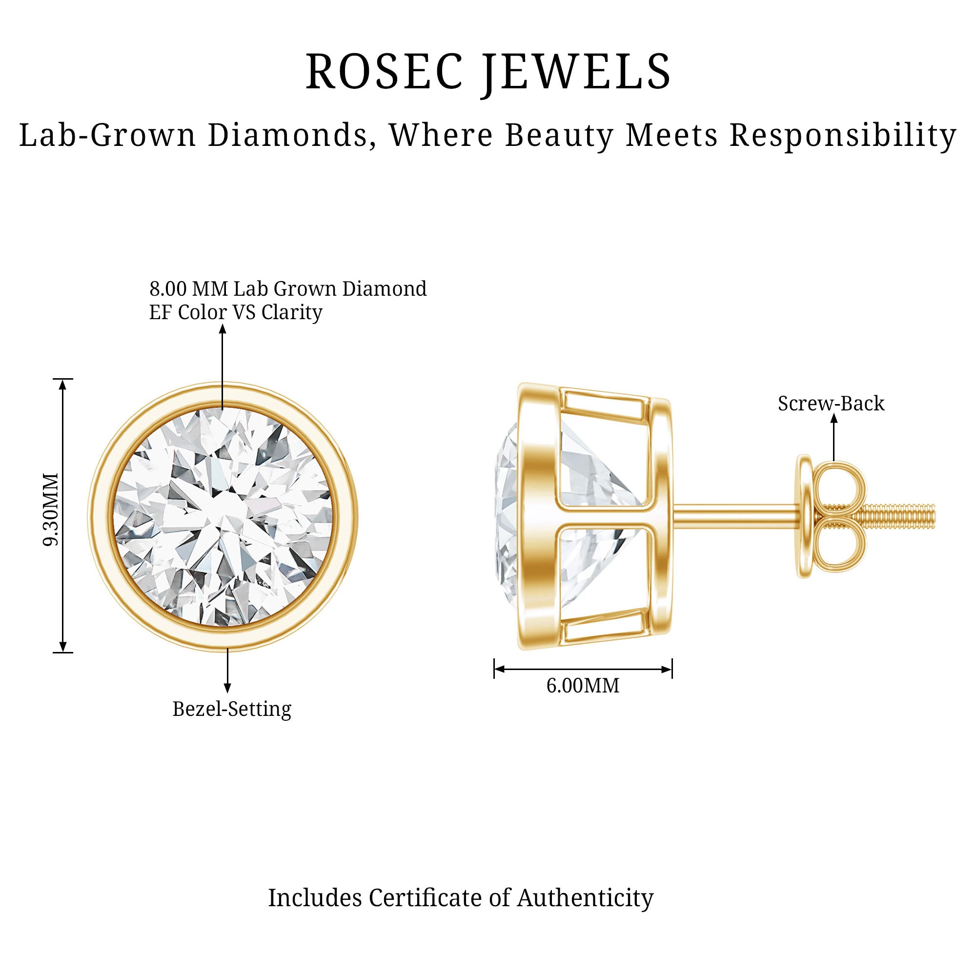 Rosec Jewels-4 CT Lab Grown Diamond Studs with IGI Certificate