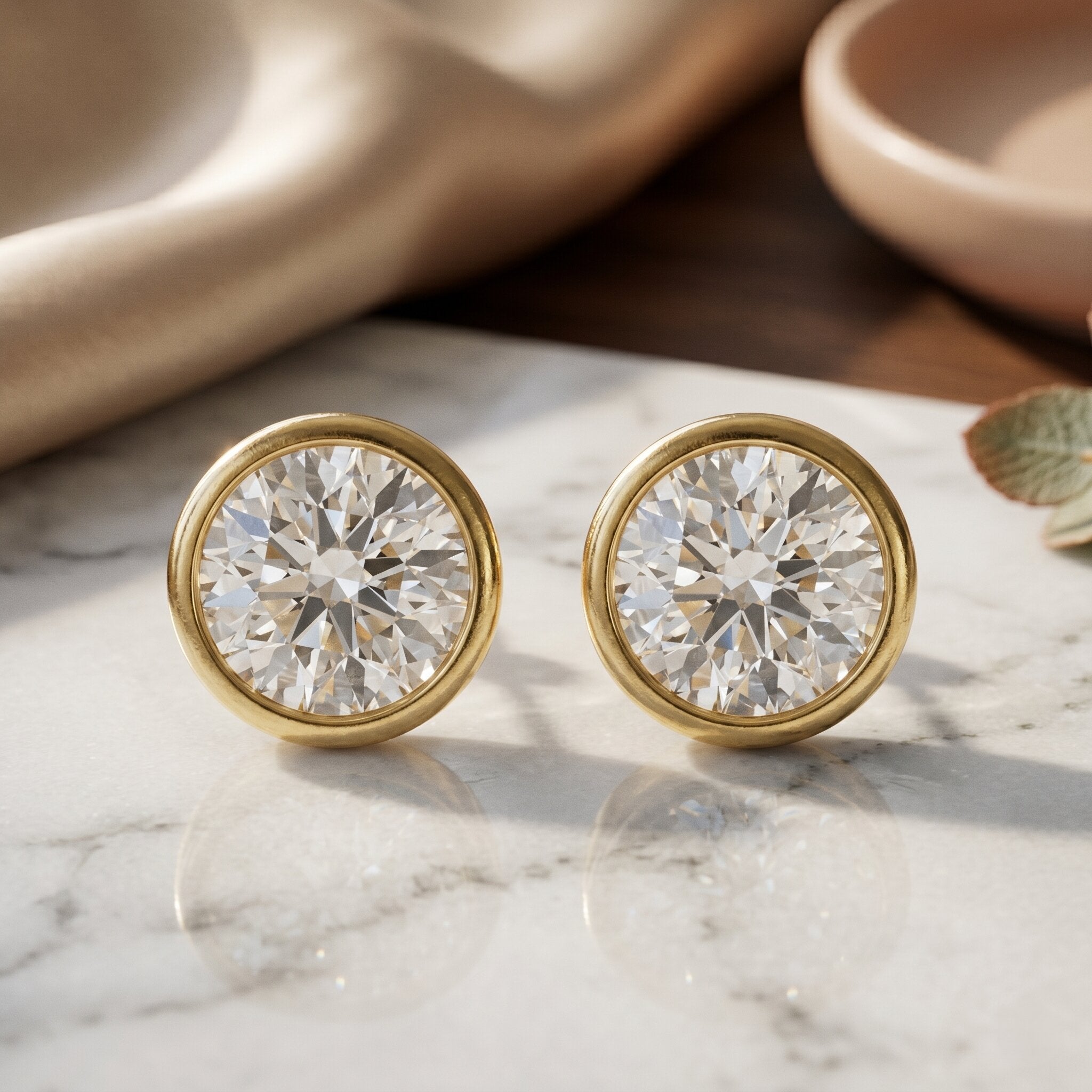 4 CT Lab Grown Diamond Studs with IGI Certificate Lab - ( E-VS1 ) - Rosec Jewels