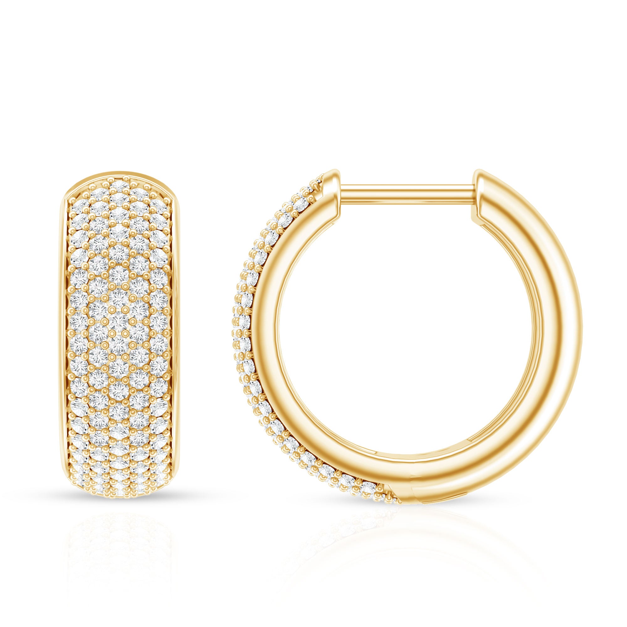 Pave Set Lab Grown Diamond Huggie Hoop Earrings Lab - ( EF-VS ) - Rosec Jewels