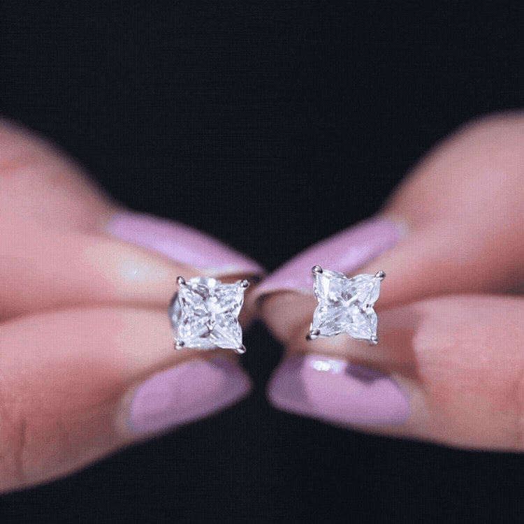 Certified 1.7 Carat Lily Cut Lab Grown Diamond Flower Stud Earrings Lab - ( EF-VS ) - Rosec Jewels
