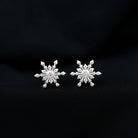 Bezel Set Diamond Snowflake Stud Earrings Natural - ( HI-SI ) - Rosec Jewels