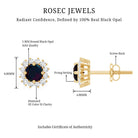 Genuine Black Opal Diamond Earrings with Screw Back AAA - Rosec Jewels