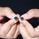 Solitaire Black Opal Cat Stud Earrings with Screw Back AAA - Rosec Jewels