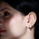 1 Carat Round Cut Black Opal J Hoop Earrings for Women AAA - Rosec Jewels