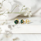 1.6 Carat Round Shape Black Opal Solitaire Stud Earrings AAA - Rosec Jewels