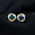 2 CT Black Opal Swirl Stud Earrings with Certificate AAA - Rosec Jewels