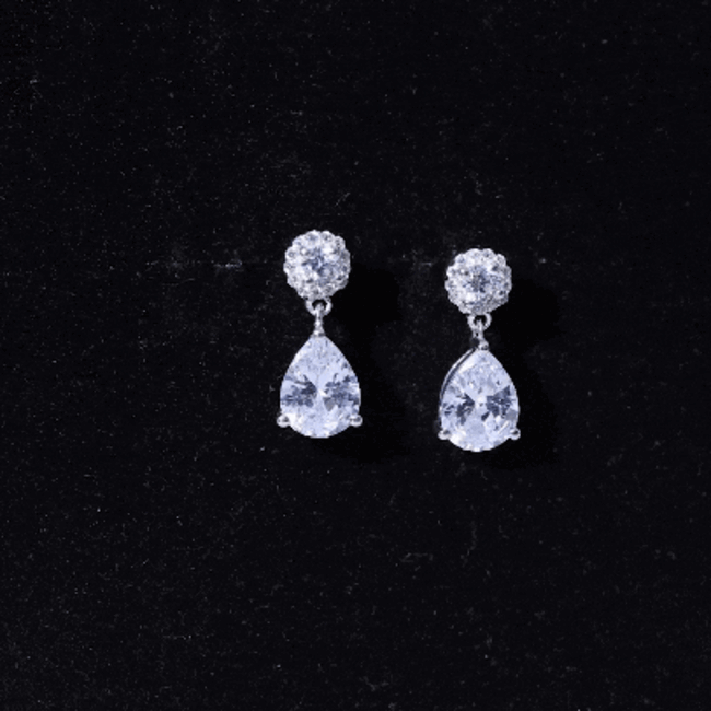 Classic Zircon Bridal Drop Earrings AAAA - Rosec Jewels