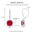 Lab Created Ruby Drop Earrings For Women AAAA - Rosec Jewels