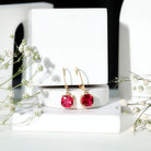 Lab Created Ruby Drop Earrings For Women AAAA - Rosec Jewels