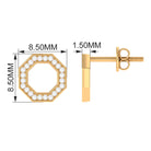Rosec Jewels-Diamond Octagon Shape Earrings With Screw Back