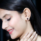 3 Carat Garnet Oval Stud Earrings with Moissanite Halo AAA - Rosec Jewels