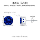 5.5 Carat Lab Grown Blue Sapphire Solitaire Stud Earring With Certificate AAAA - Rosec Jewels