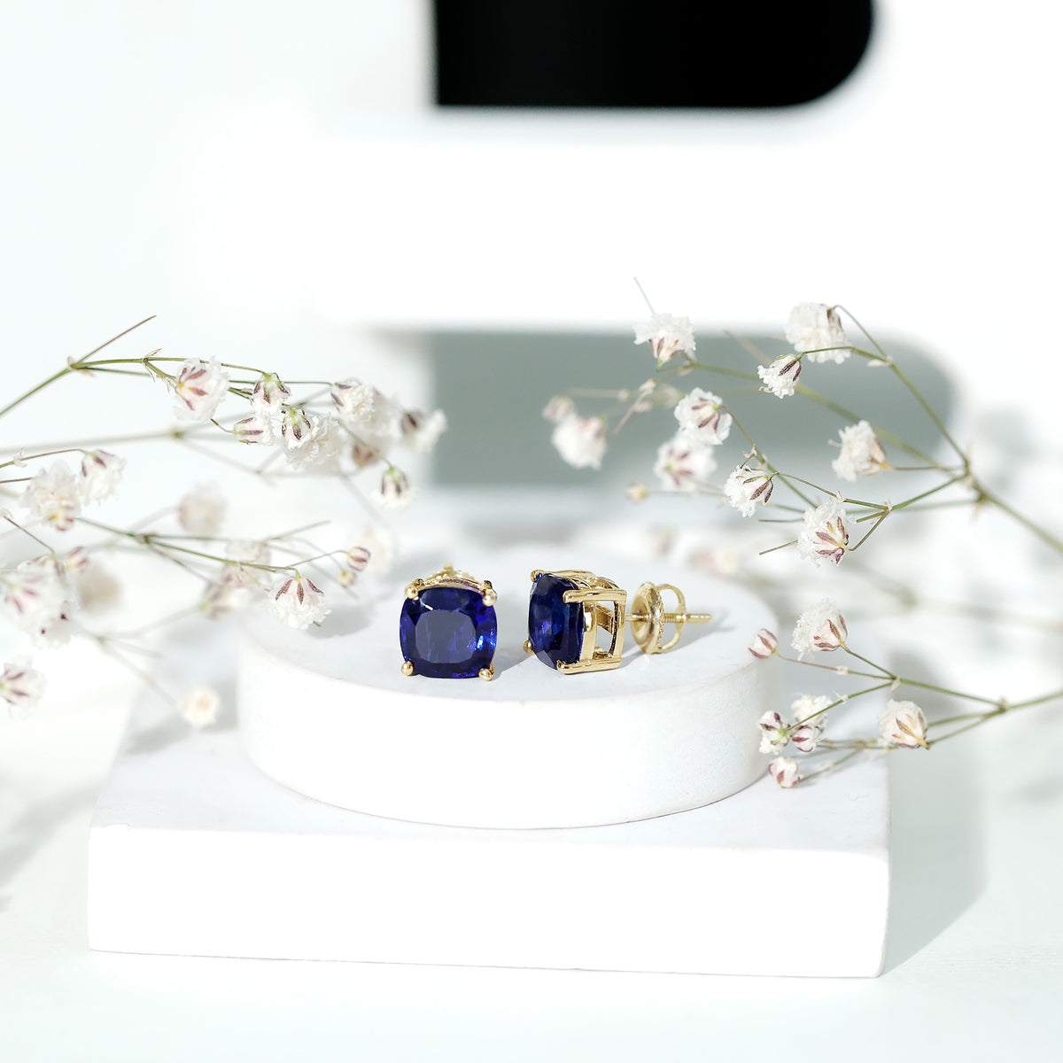 5.5 Carat Lab Grown Blue Sapphire Solitaire Stud Earring With Certificate AAAA - Rosec Jewels