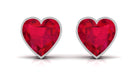 4 Carat Heart Shape Lab Grown Ruby Stud Earrings for Women AAAA - Rosec Jewels