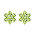 Real 2.24 Carat Peridot Flower Cluster Stud Earrings AAA - Rosec Jewels