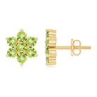 Real 2.24 Carat Peridot Flower Cluster Stud Earrings AAA - Rosec Jewels
