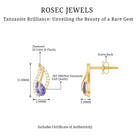 Pear Shape Tanzanite and Diamond Leaf Stud Earrings AAA - Rosec Jewels