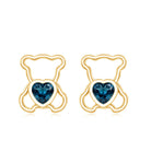 1/2 CT Heart Shape London Blue Topaz Teddy Bear Earrings AAA - Rosec Jewels