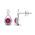 Genuine Pink Tourmaline Infinity Stud Earrings for Women AAA - Rosec Jewels