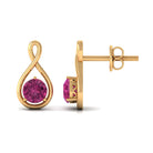 Genuine Pink Tourmaline Infinity Stud Earrings for Women AAA - Rosec Jewels