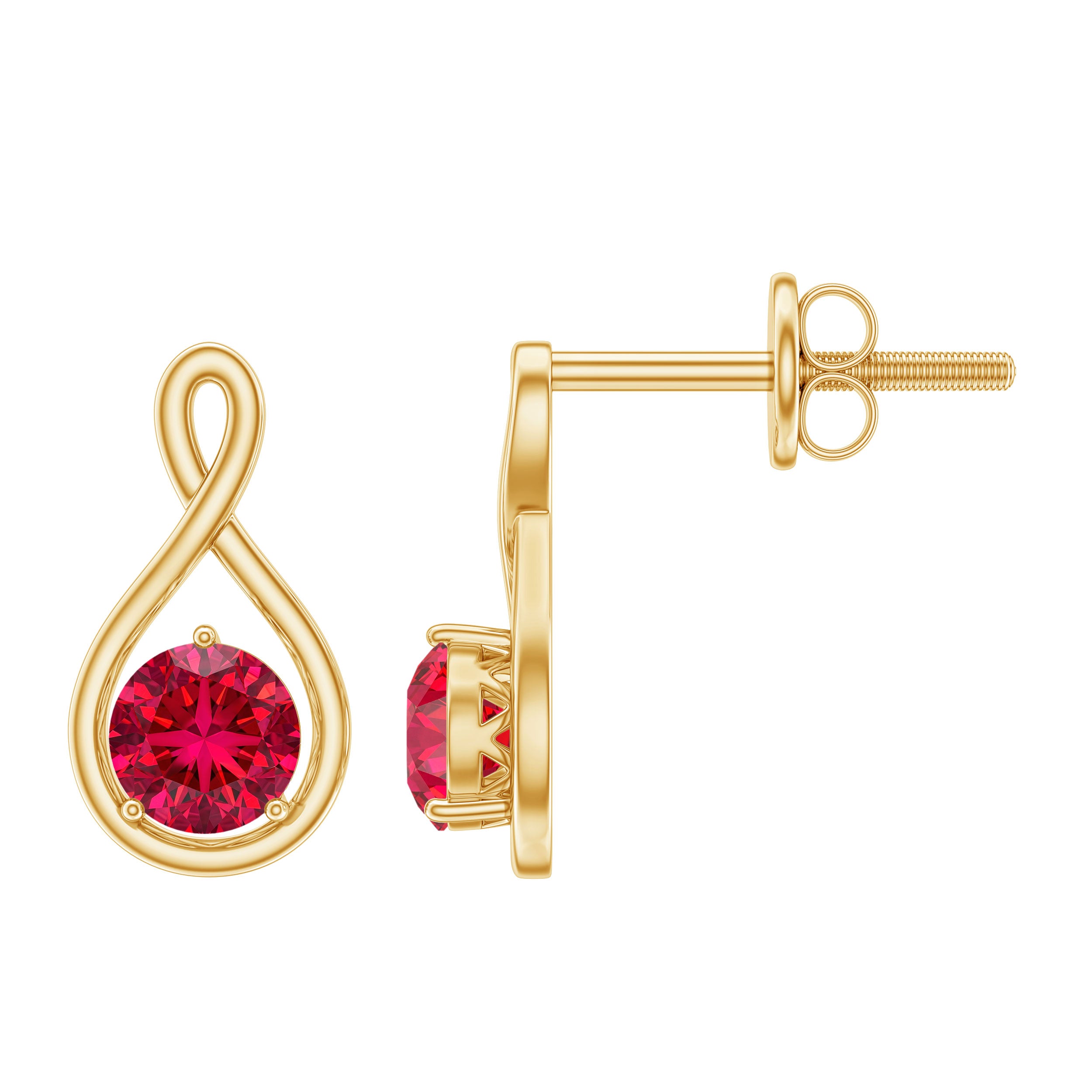 0.6 Ct Round Cut Lab Created Ruby Infinity Stud Earrings AAAA - Rosec Jewels