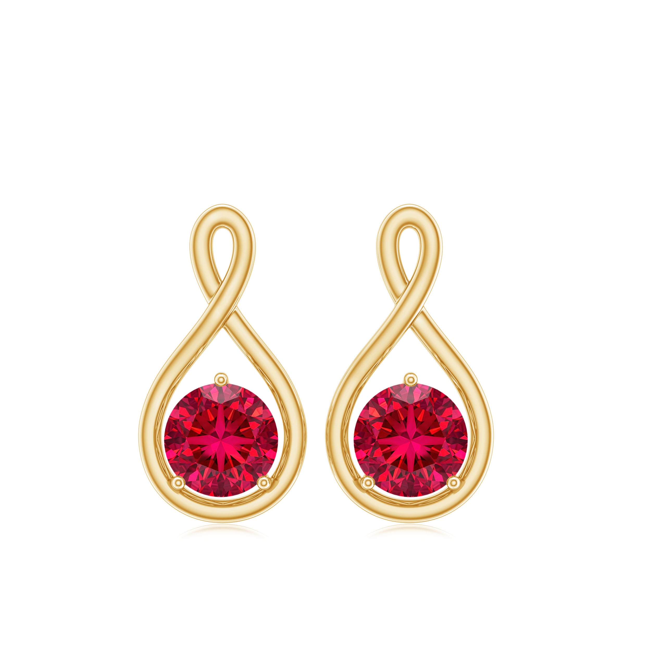 0.6 Ct Round Cut Lab Created Ruby Infinity Stud Earrings AAAA - Rosec Jewels