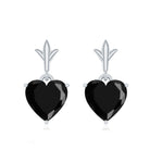 4 Carat Solitaire Black Onyx Heart Drop Earrings AAA - Rosec Jewels