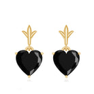 4 Carat Solitaire Black Onyx Heart Drop Earrings AAA - Rosec Jewels