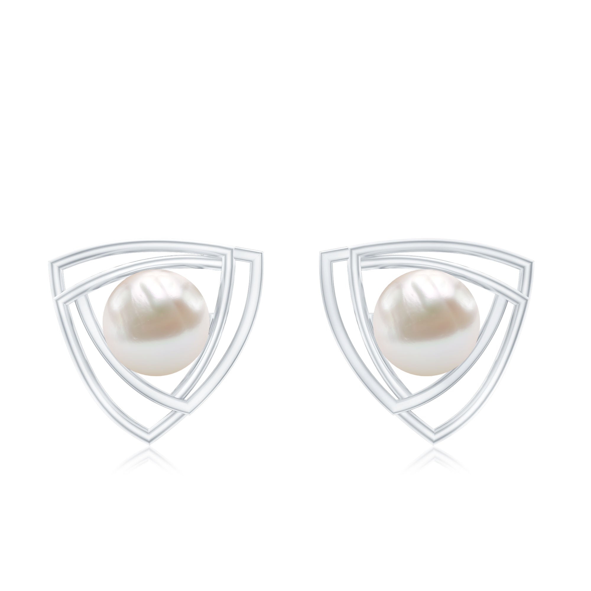 Round Shape Freshwater Pearl Statement Stud Earrings AAA - Rosec Jewels