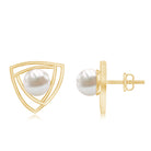 Round Shape Freshwater Pearl Statement Stud Earrings AAA - Rosec Jewels